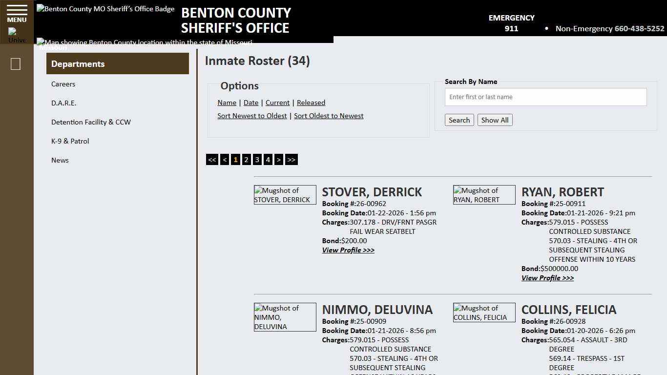 Inmate Roster - Current Inmates Booking Date Descending - Benton County MO Sheriff’s Office